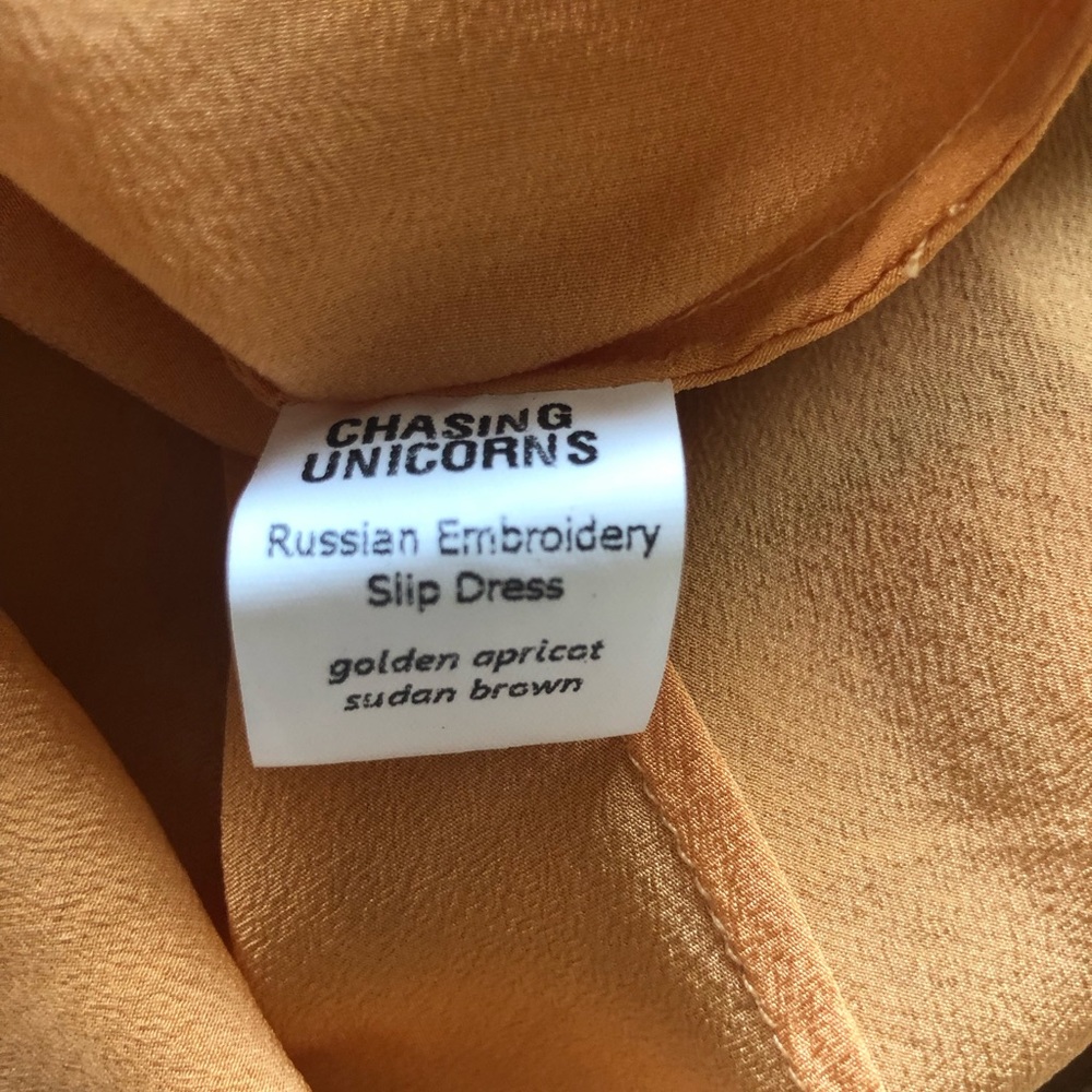 🧡Chasing Unicorns Stormy Weather embroidered silk slip dress apricot🧡 - Picture 8 of 10